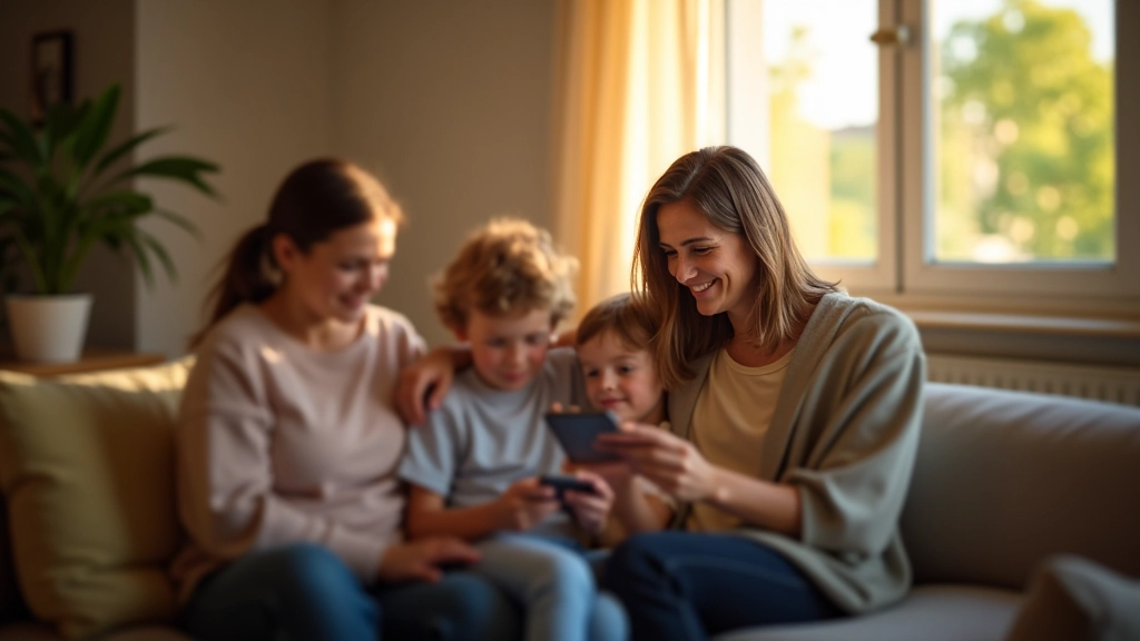 Una famiglia italiana condivide un momento senza dispositivi nel salotto
