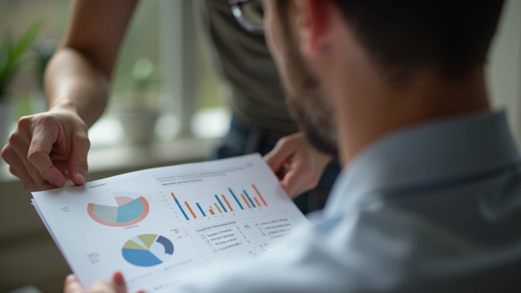 Uomo che monitora i dati di tempo schermo su un grafico